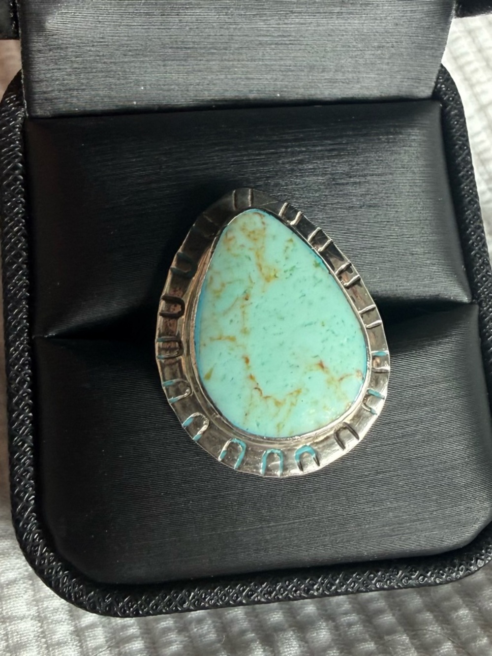 Handmade Turquoise and sterling silver statement ring